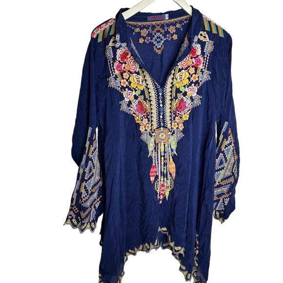 Johnny Was Heavily embroidered Tunic top shirt Size Large - Picture 1 of 12